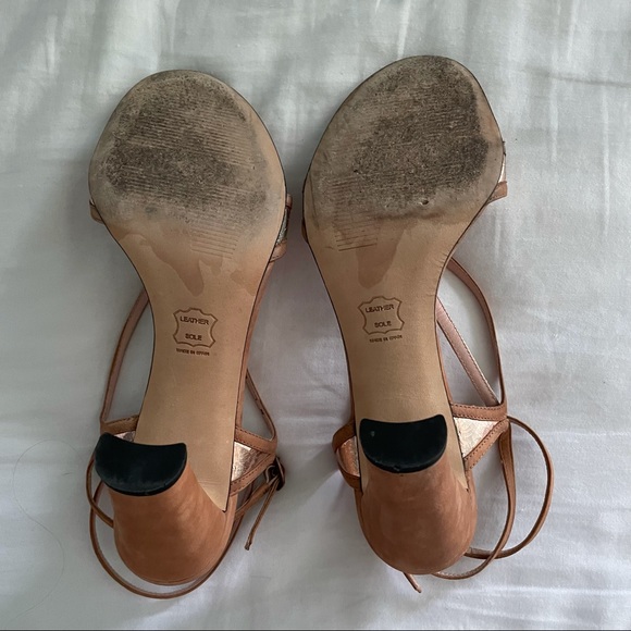 stuart weitzman rose gold suede leather heels - Picture 4 of 5